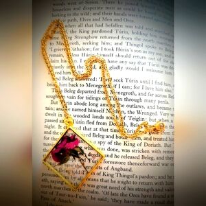 Handmade Elegant Gold Necklace with Pressed Rose Pendant